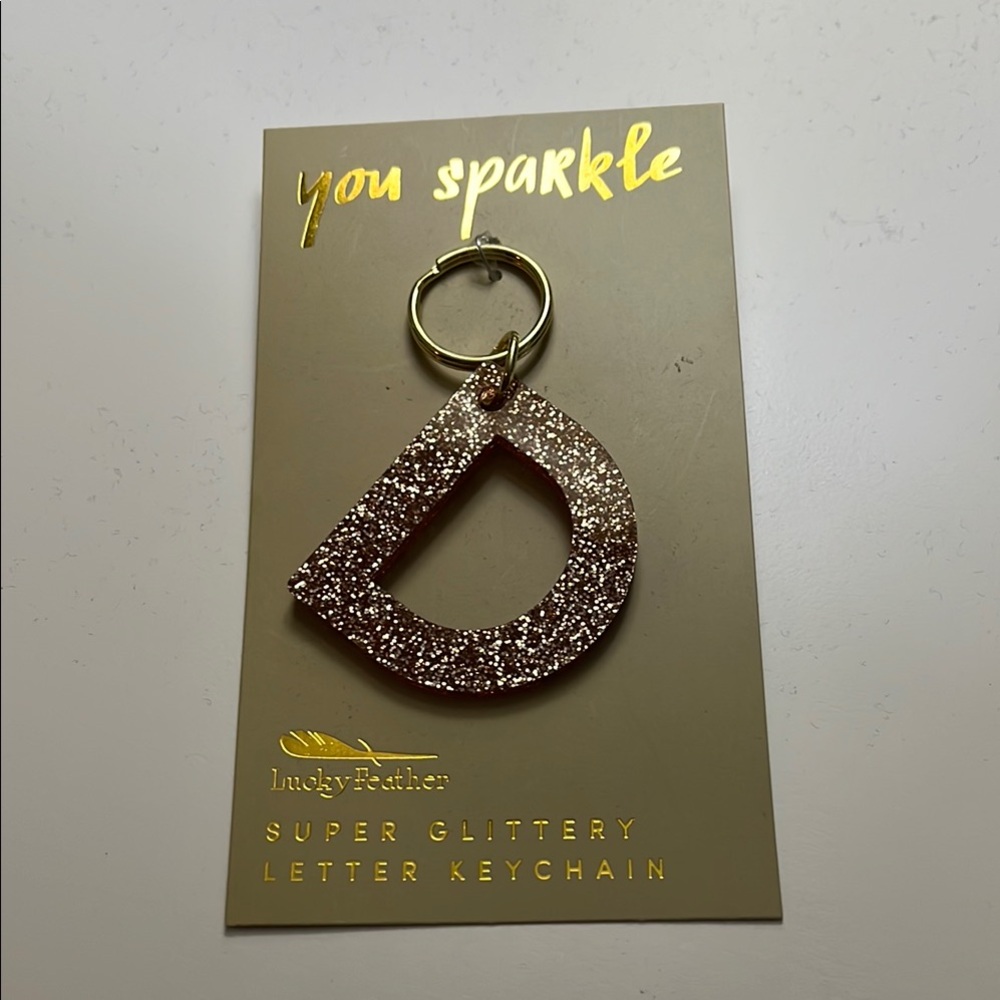 Glittery Letter Keychain - Rose Gold